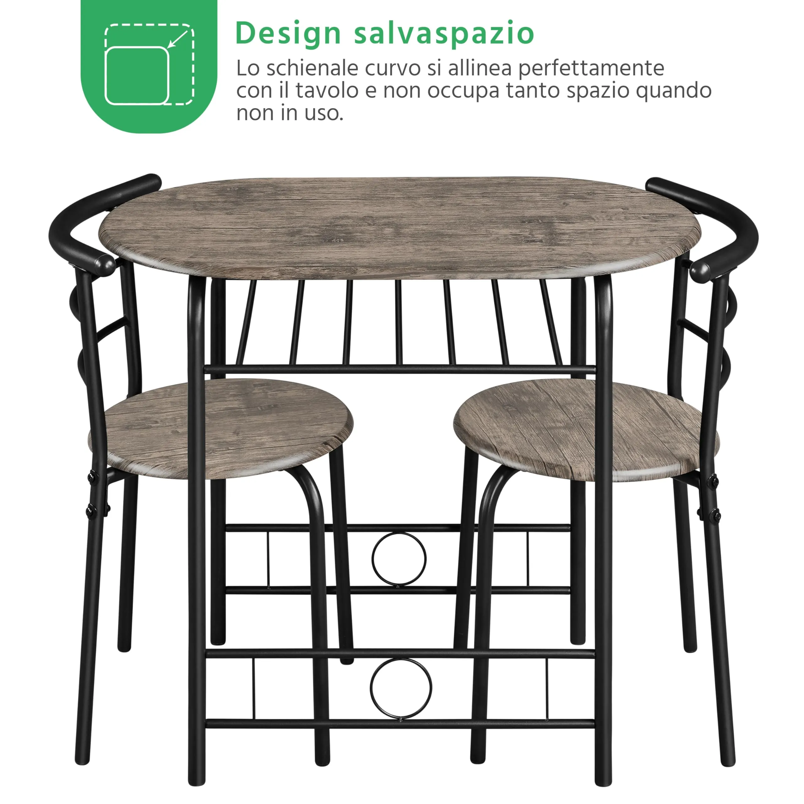 Yaheetech Set Tavolo e 2 Sedie da Pranzo per Cucina e Bar, Marrone - immagine 8