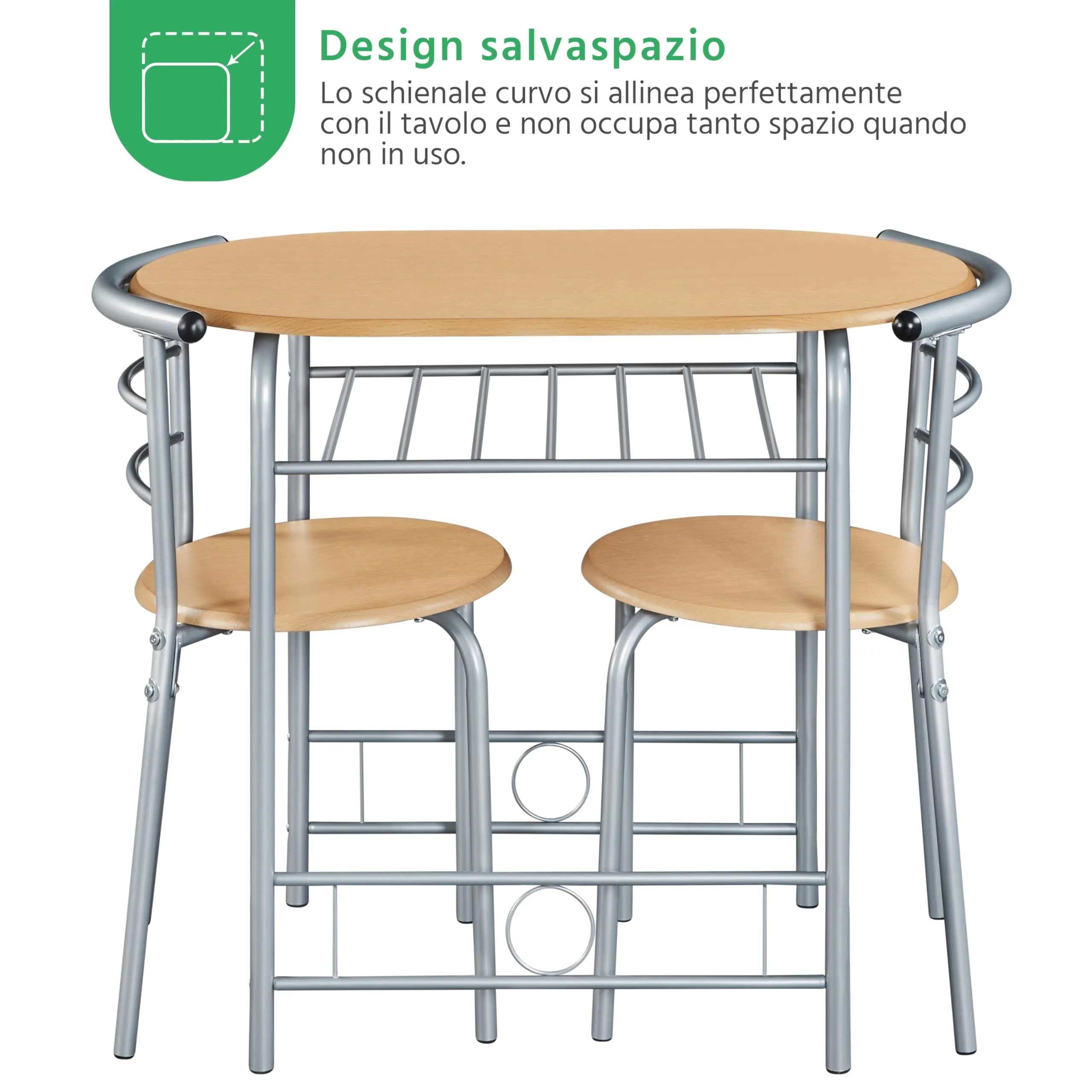 Yaheetech Set Tavolo e 2 Sedie Sala da Pranzo Beige - immagine 8