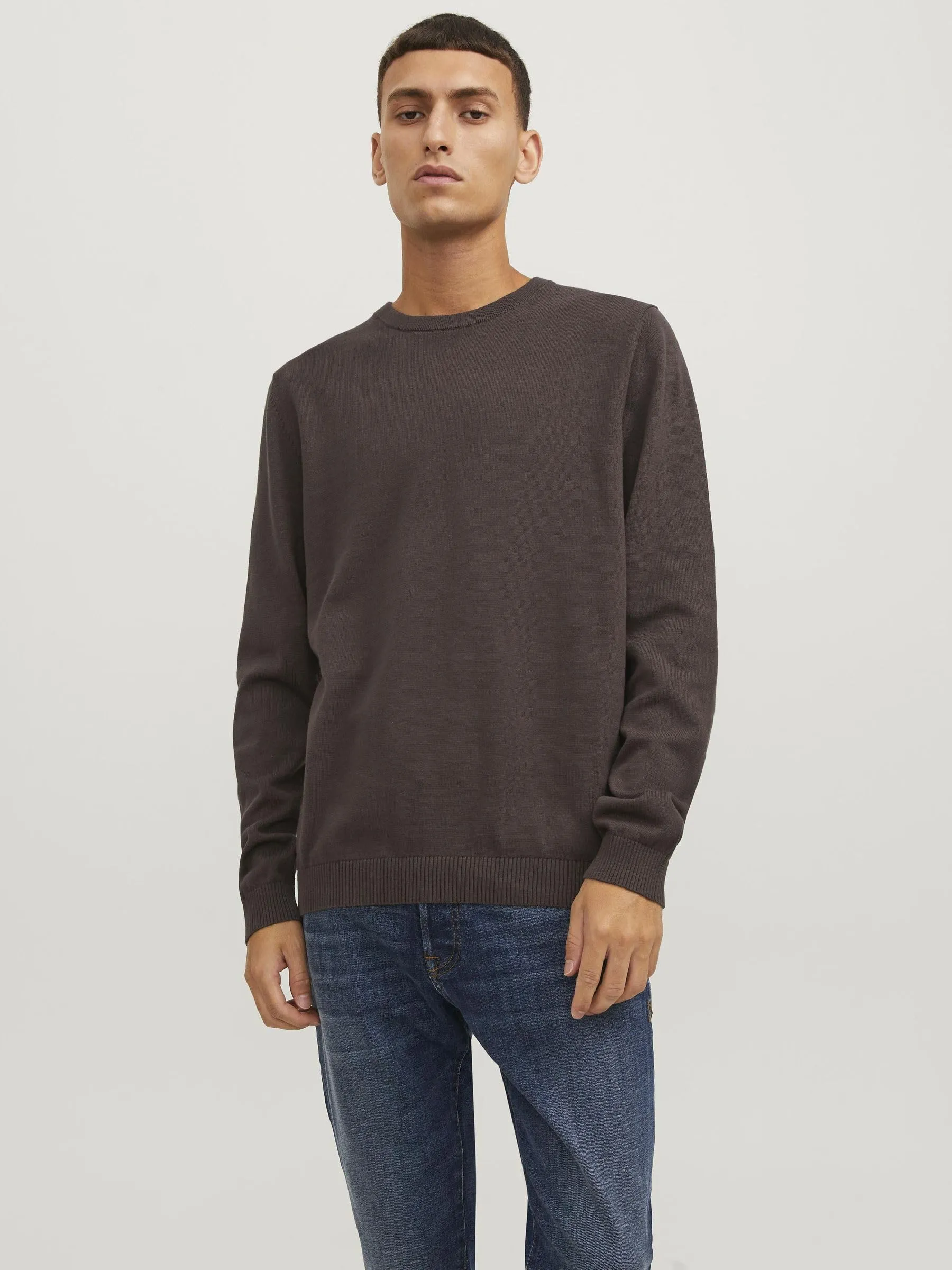Jack & Jones Jjebasic Knit Crew Neck Noos Felpa, Guarnizione Marrone, S Uomo - immagine 2