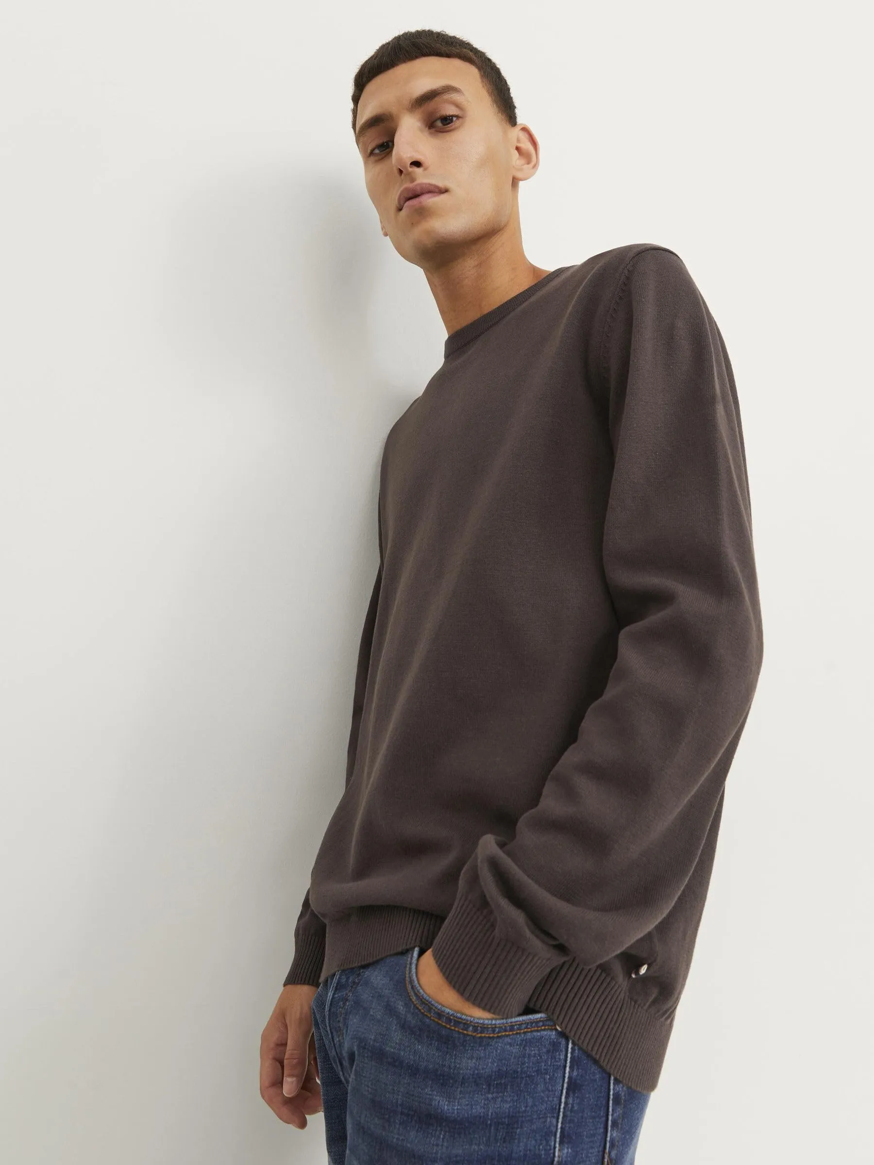 Jack & Jones Jjebasic Knit Crew Neck Noos Felpa, Guarnizione Marrone, S Uomo - immagine 7