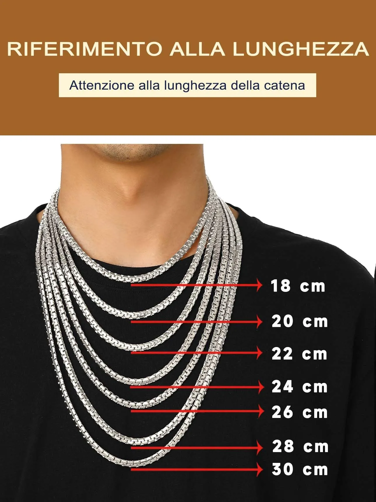 Suplight Collana Uomo in Acciaio Inossidabile, Catena Veneziana 4 mm, 56 cm - immagine 5