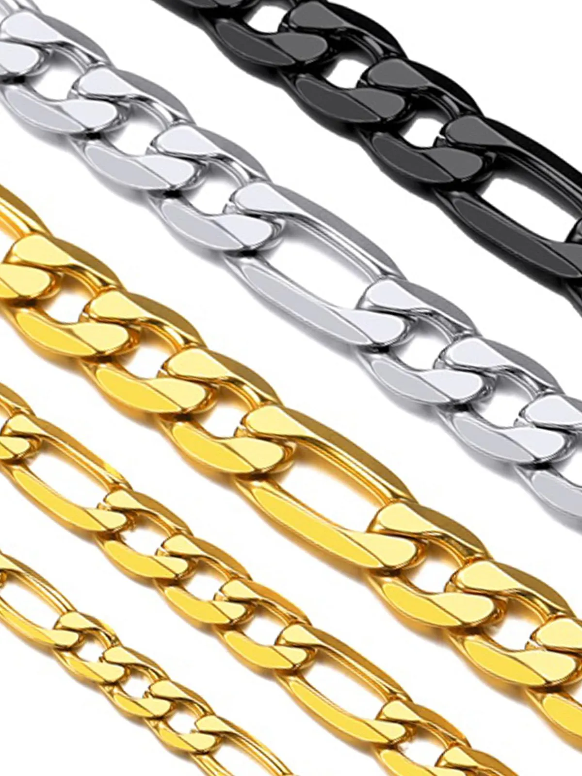 Suplight Collana a maglia Figaro in acciaio inossidabile placcato oro 18K, 4 mm, 71 cm - immagine 1