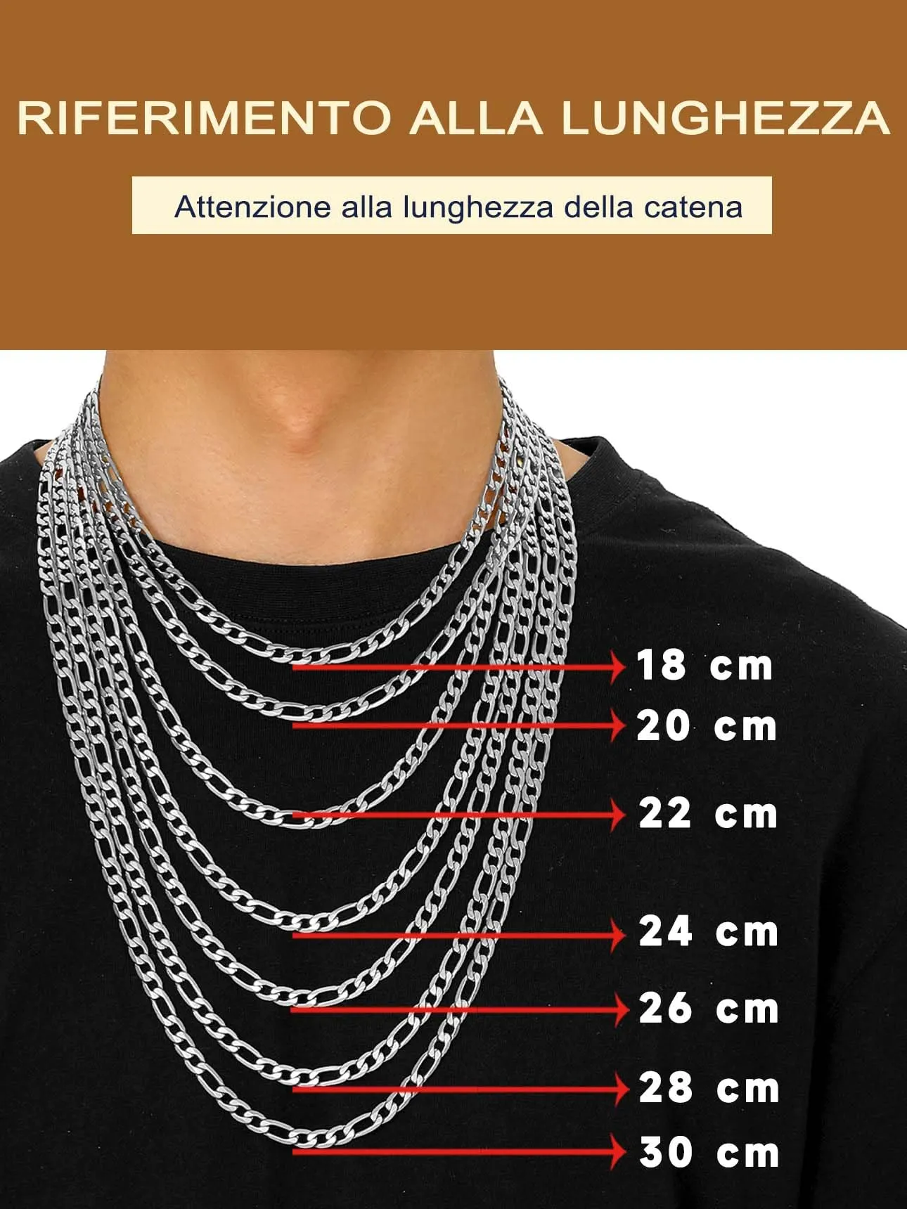 Suplight Collana a Catena Figaro in Acciaio Inossidabile 9 mm, 76 cm - immagine 6