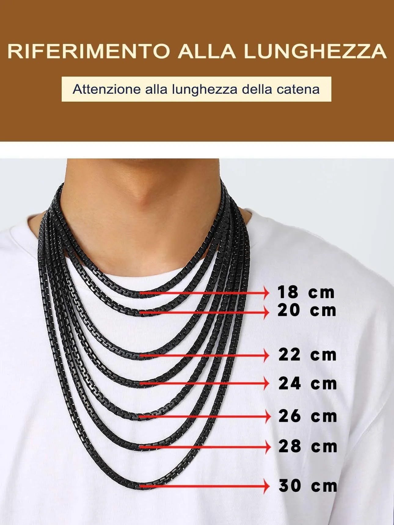 Suplight Collana Uomo a Catena in Acciaio Inossidabile Placcato Nero, 6 mm, 51 cm - immagine 5