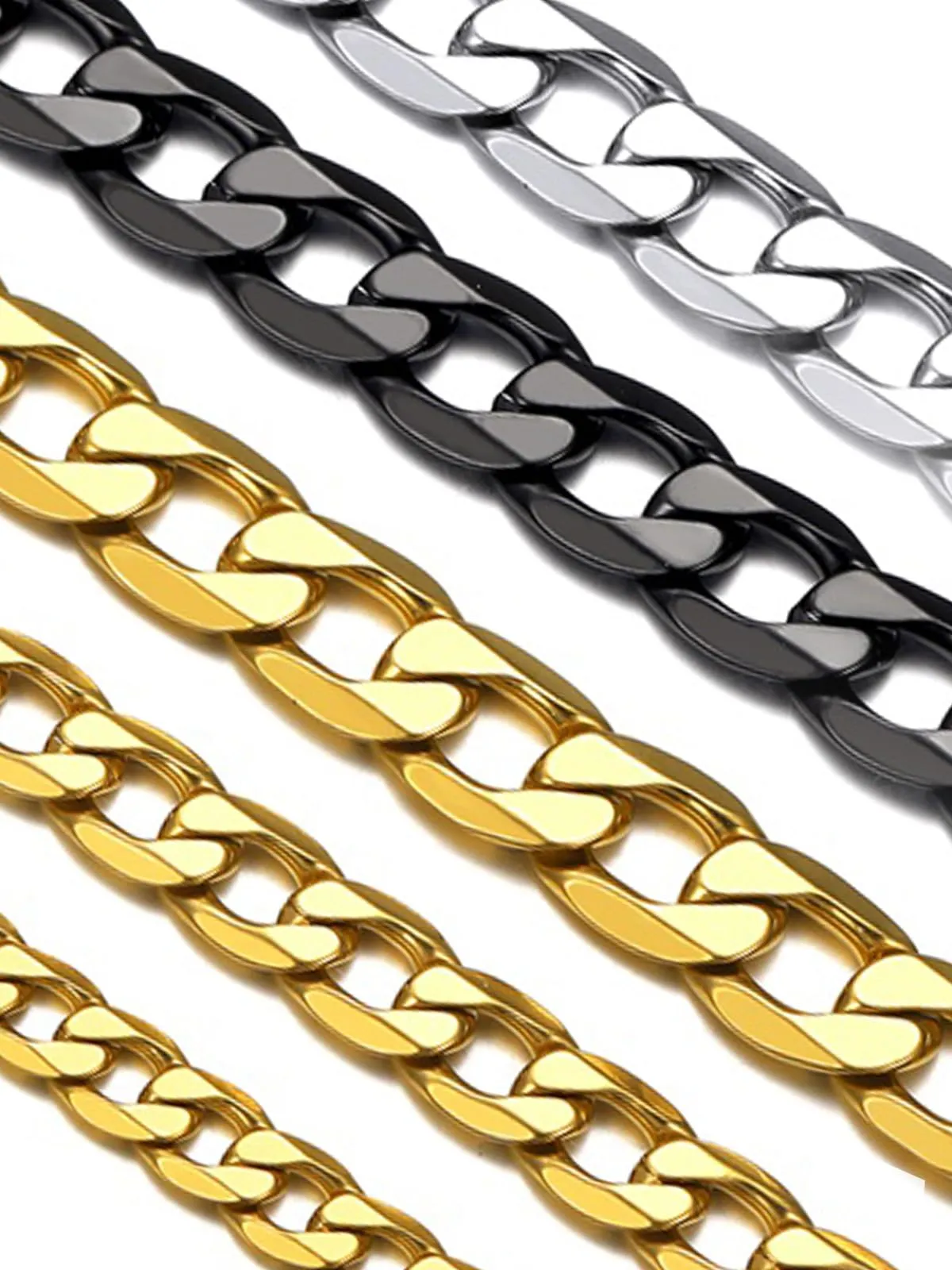 Suplight Collana Uomo Maglia Cubana Miami Curb in Acciaio Inossidabile Placcato Oro 18K, 6 mm, 76 cm - immagine 1