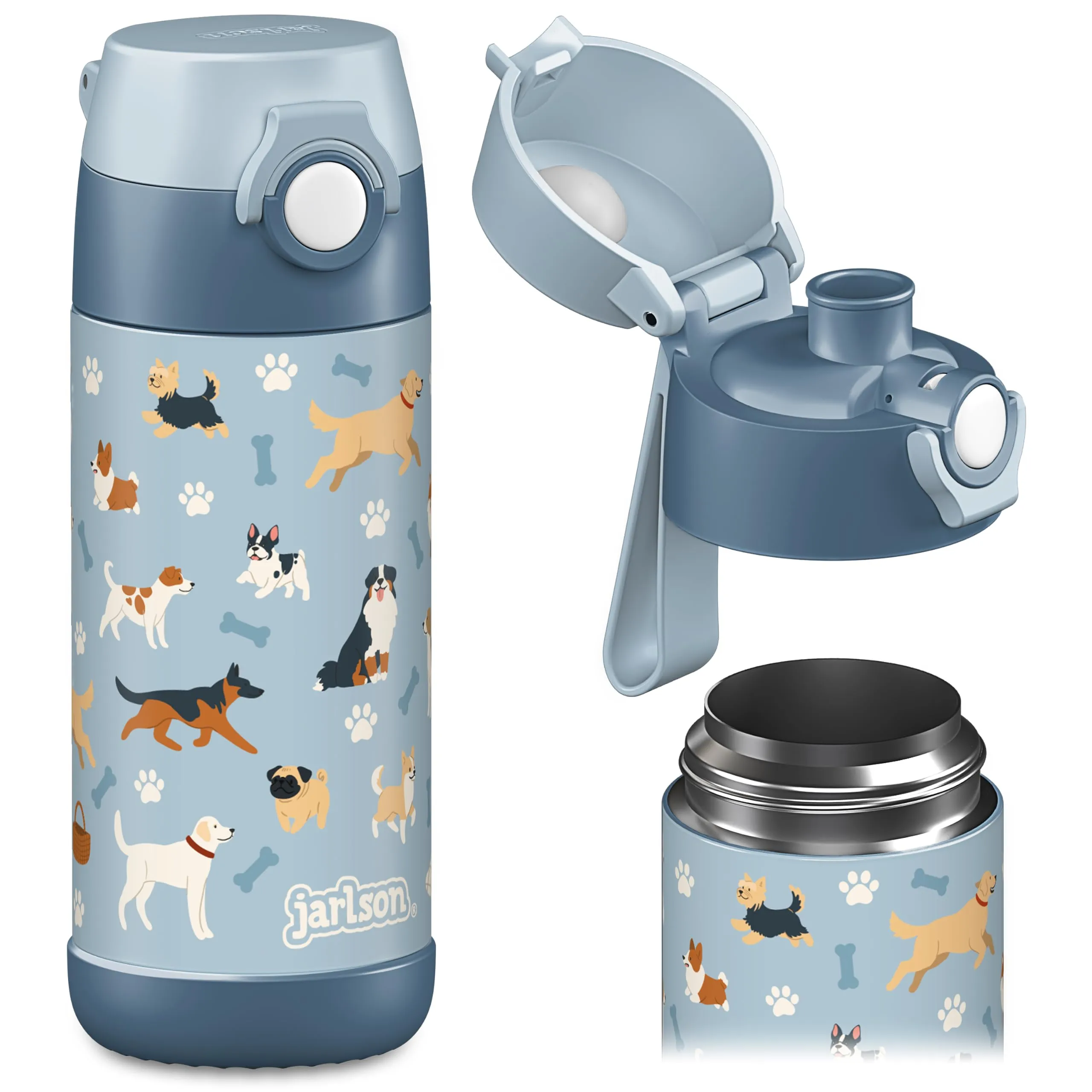 Jarlson Borraccia Termica Bambini Mali 350ml Acciaio Inox Cani - immagine 1