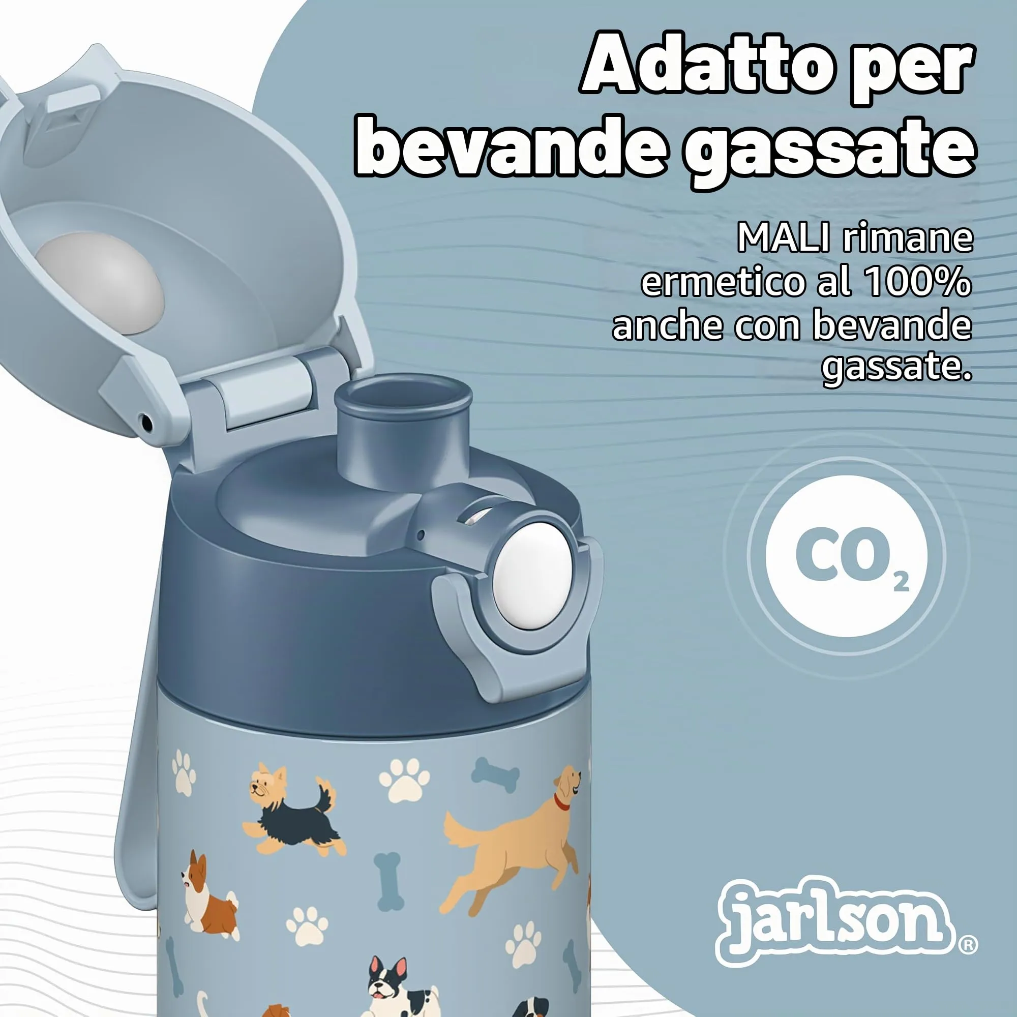 Jarlson Borraccia Termica Bambini Mali 350ml Acciaio Inox Cani - immagine 4