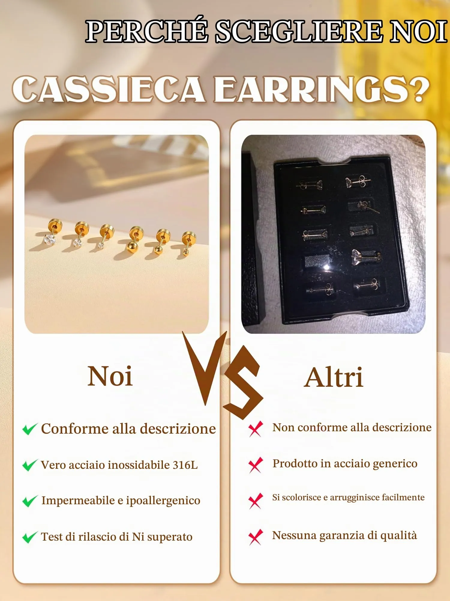 CASSIECA Set 12 Paia Orecchini Acciaio Chirurgico 316L con CZ 2/3/4mm per Donna Uomo, Piercing Cartilagine Trago Helix - immagine 7