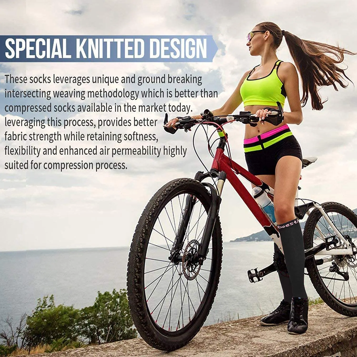 Rwest X Calze a Compressione Graduata per Donna e Uomo, Sport, Corsa, Escursioni, Bici e Viaggi - immagine 8