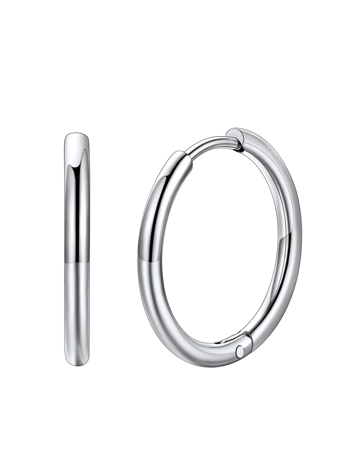 FaithHeart Orecchini Huggie in Acciaio Chirurgico 316L Argento 16mm - immagine 1
