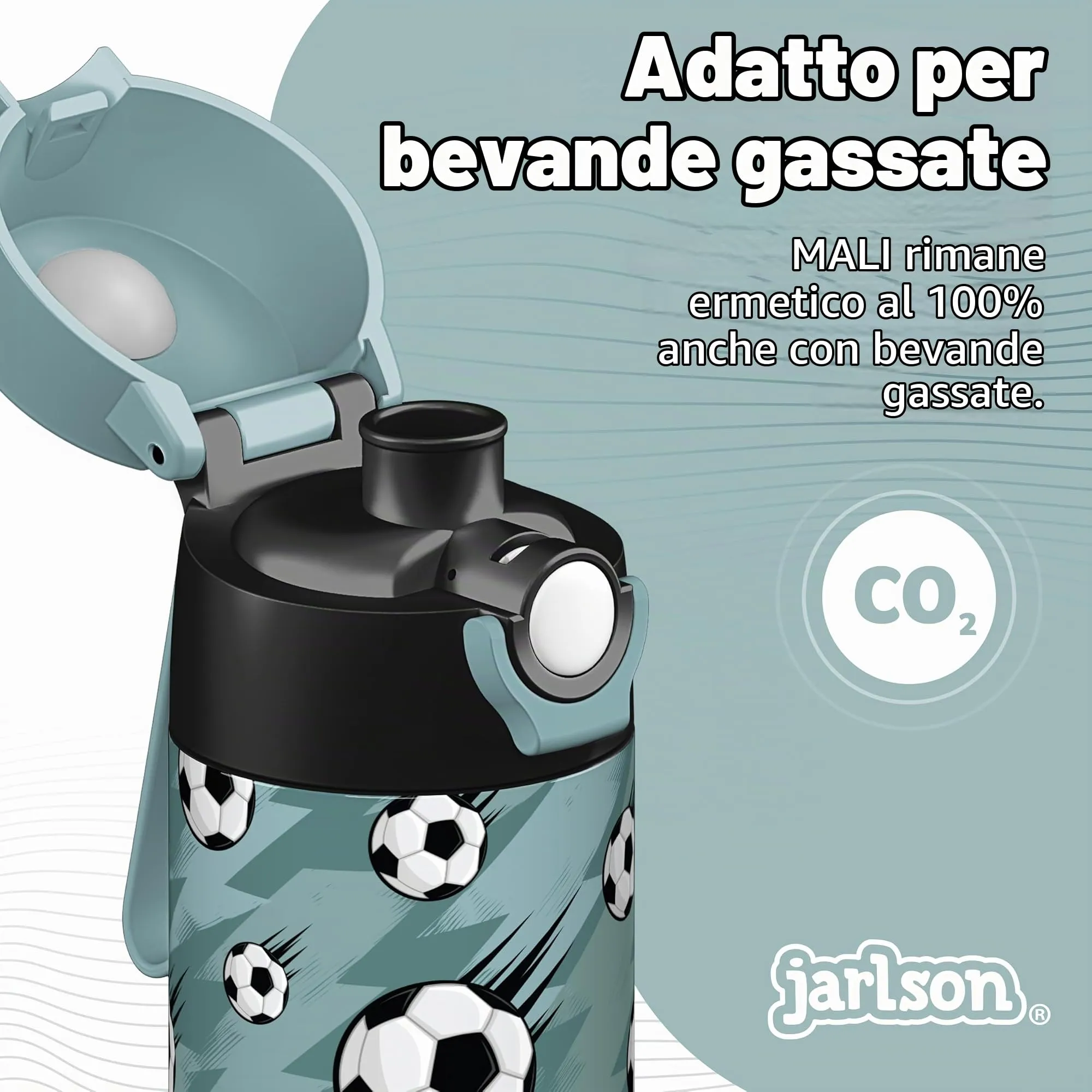 Jarlson Borraccia Termica Bambini Mali 350ml Acciaio Inox - Calcio - immagine 4