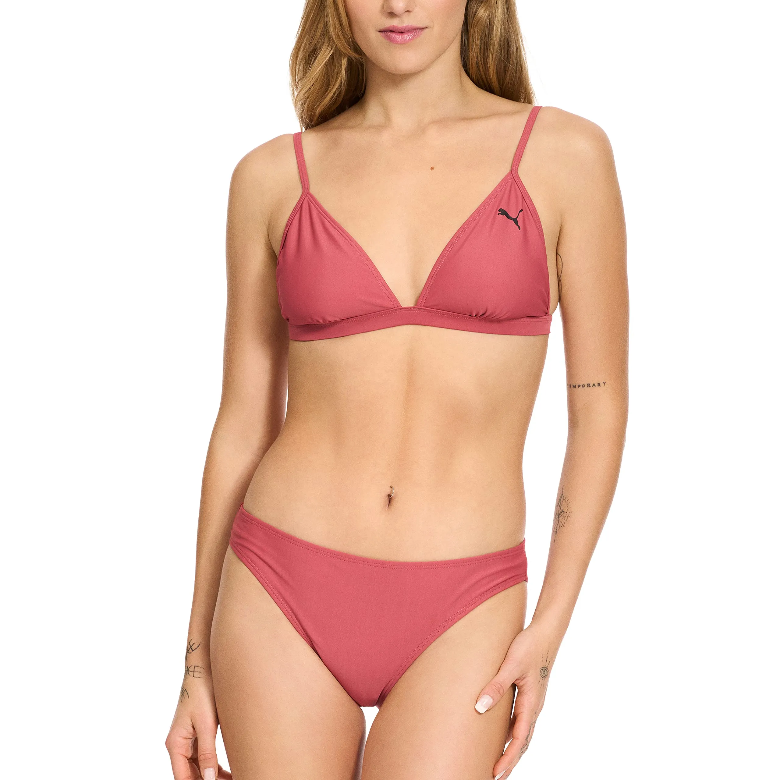 PUMA Women's Standard Bikini Top & Bottom Swimsuit Set, Dark Pink, XL - immagine 1