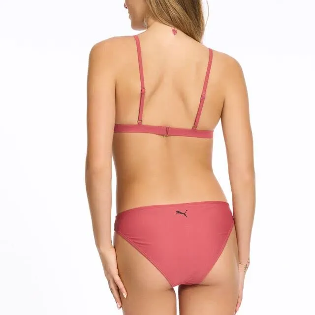 PUMA Women's Standard Bikini Top & Bottom Swimsuit Set, Dark Pink, XL - immagine 2