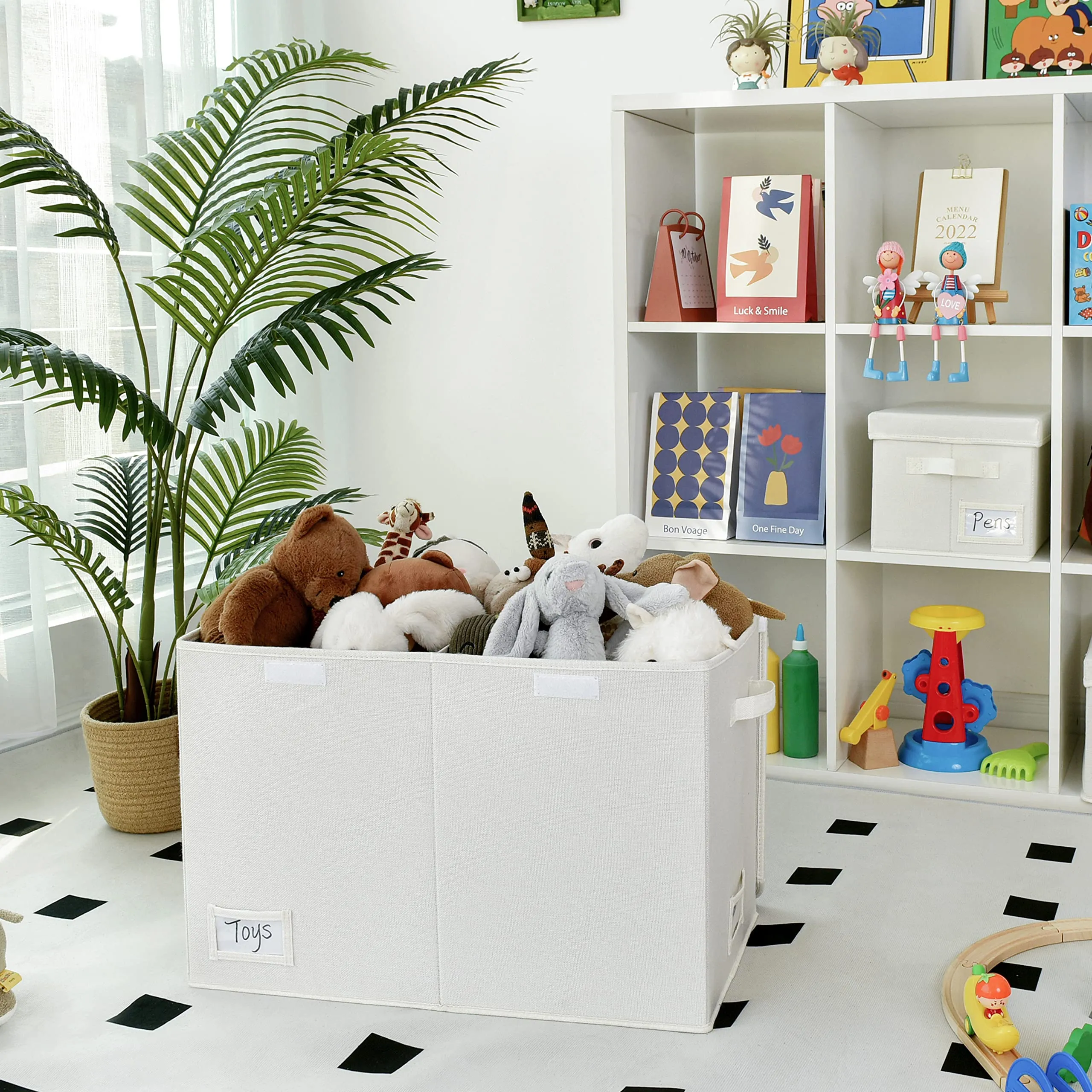 Granny Says Cesta Porta Giochi Bambini con Coperchio, Bianco - immagine 2
