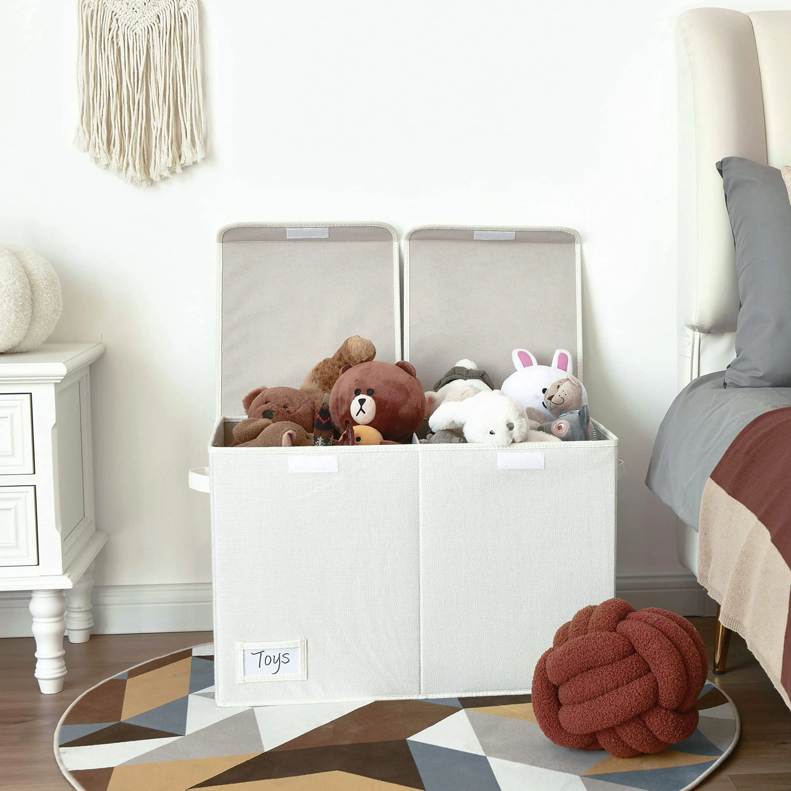 Granny Says Cesta Porta Giochi Bambini con Coperchio, Bianco - immagine 6