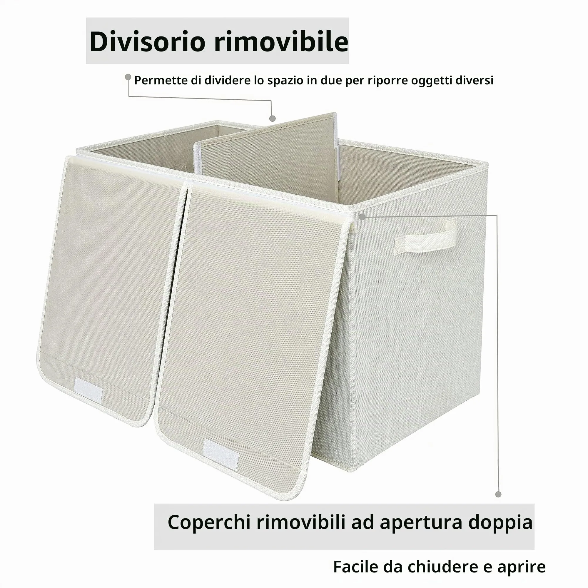 Granny Says Cesta Porta Giochi Bambini con Coperchio, Bianco - immagine 7