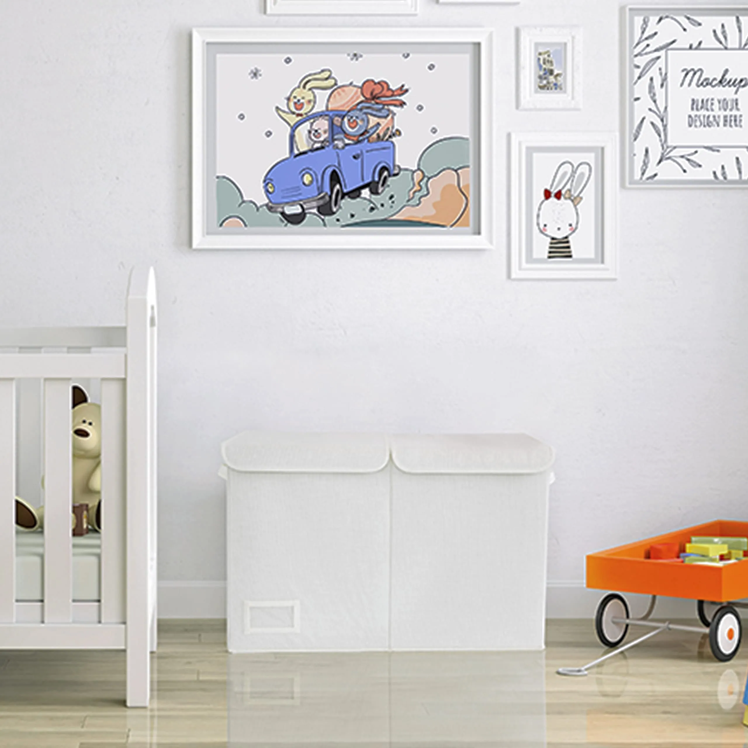 Granny Says Cesta Porta Giochi Bambini con Coperchio, Bianco - immagine 8