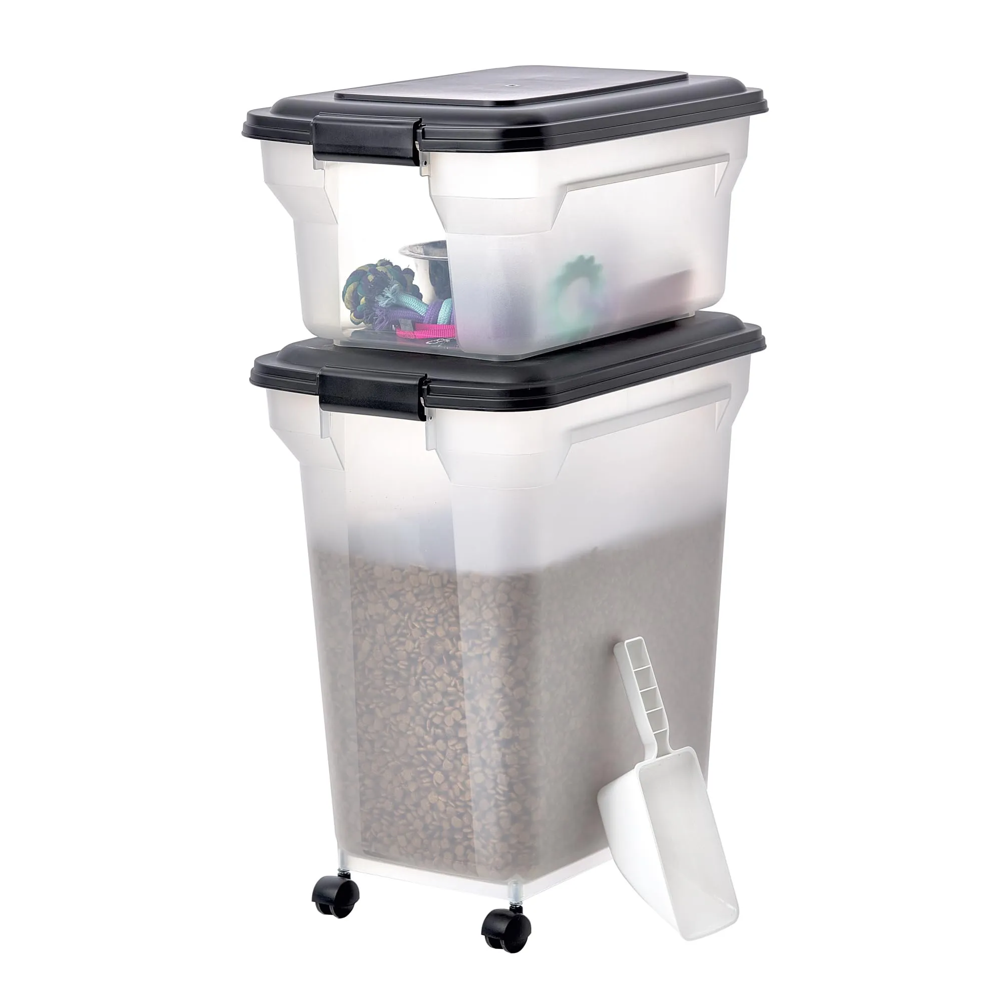 Iris Ohyama Contenitore per Crocchette 45L+20L Nero Ermetico con Ruote ATS-C - immagine 1