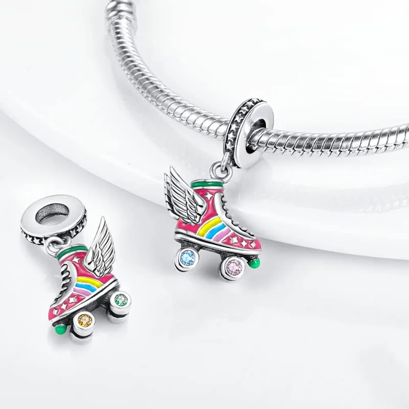 TINSLO Bead Charm in Argento Sterling 925 con Cubic Zirconia, Compatibile con Braccialetti e Collane Pandora e Europei - immagine 2