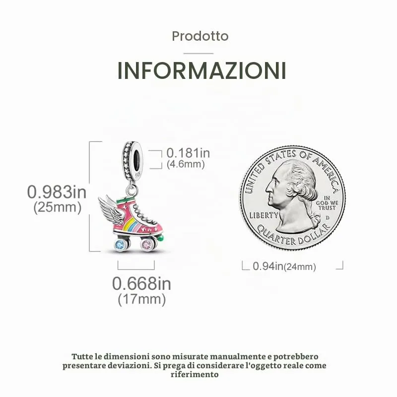 TINSLO Bead Charm in Argento Sterling 925 con Cubic Zirconia, Compatibile con Braccialetti e Collane Pandora e Europei - immagine 5