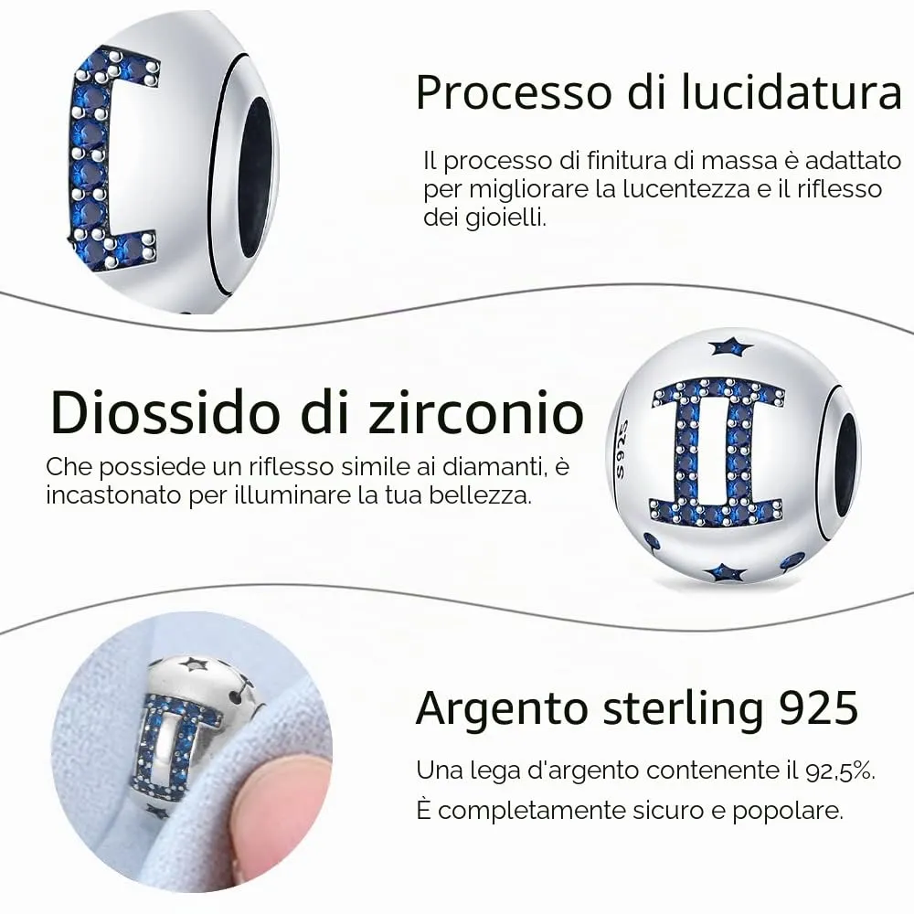 TINSLO Bead Charm in Argento Sterling 925 con Cubic Zirconia, Compatibile con Braccialetti e Collane Europee - immagine 4
