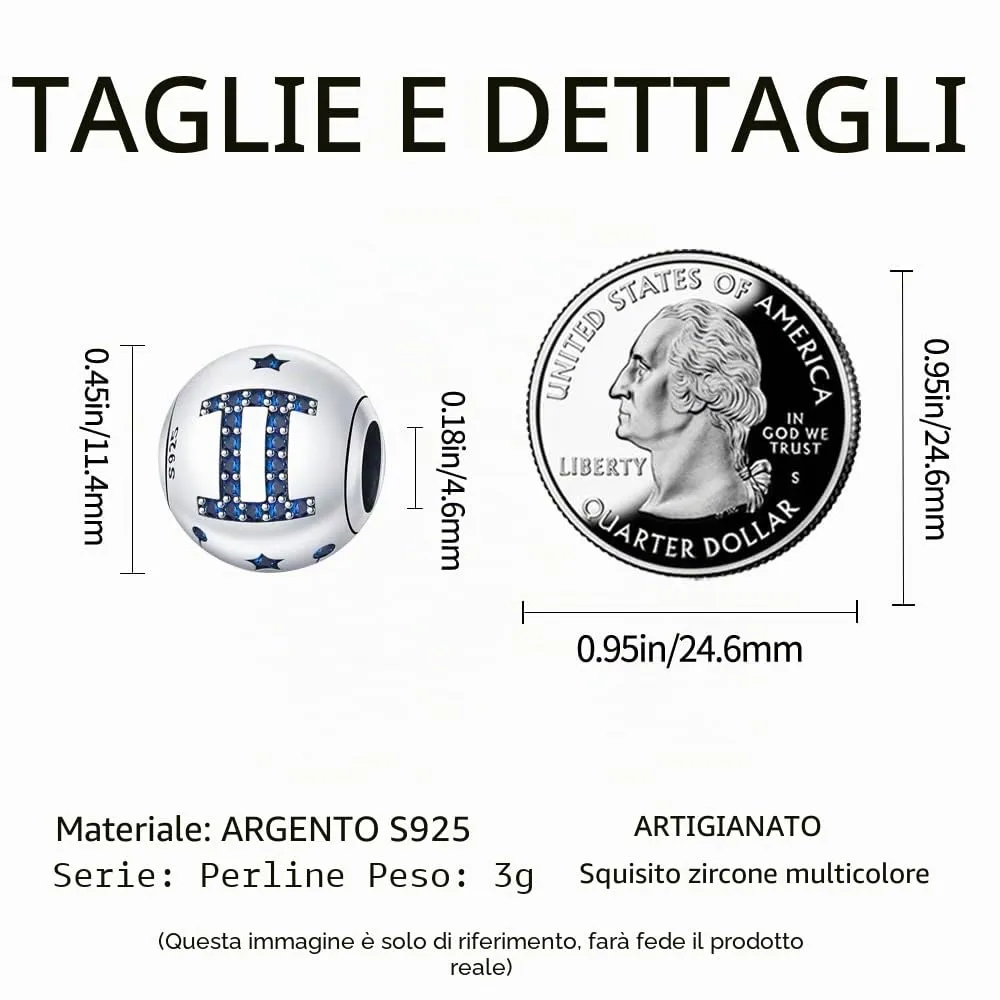 TINSLO Bead Charm in Argento Sterling 925 con Cubic Zirconia, Compatibile con Braccialetti e Collane Europee - immagine 5