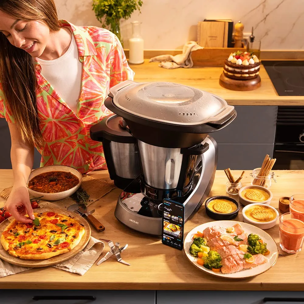 Cecotec Robot di Cucina Multifunzione Mambo 11090 Habana, 1600 W, 37 Funzioni, App, Bilancia, Caraffa Habana Antiaderente e Caraffa 3,3 litri in Acciaio Inox - immagine 2