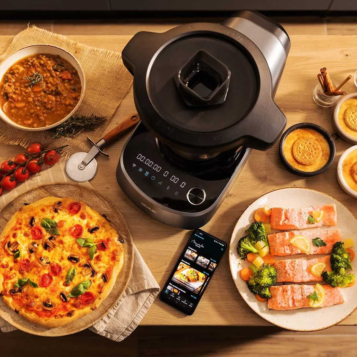 Cecotec Robot di Cucina Multifunzione Mambo 11090 Habana, 1600 W, 37 Funzioni, App, Bilancia, Caraffa Habana Antiaderente e Caraffa 3,3 litri in Acciaio Inox - immagine 5