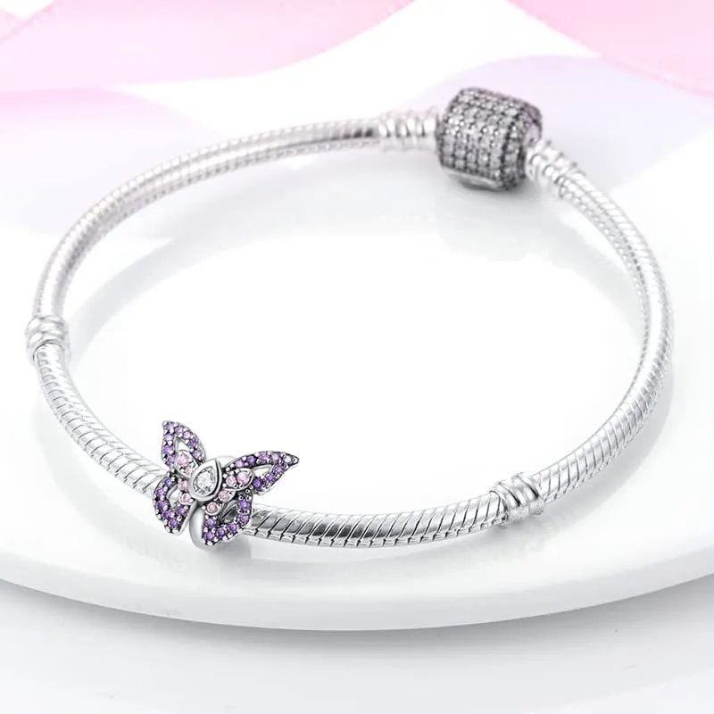 TINSLO Bead Charm in Argento Sterling 925 con Cubic Zirconia, Compatibile con Braccialetti e Collane Europei - immagine 3