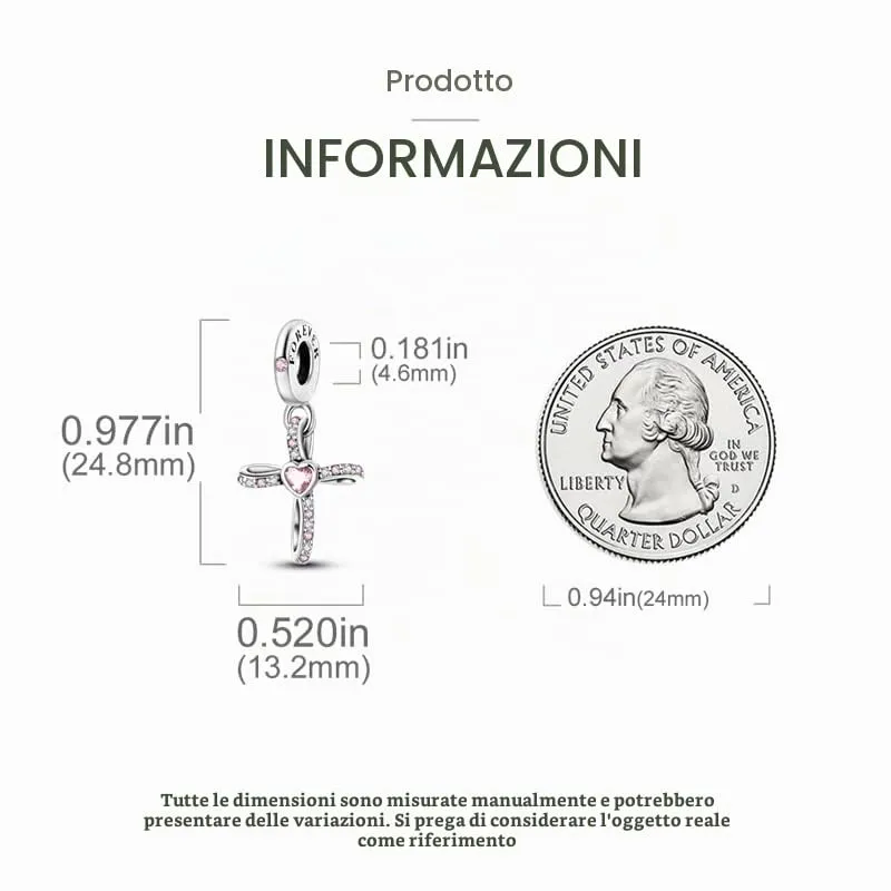 TINSLO Bead Charm Ciondolo Argento Sterling 925 con Cubic Zirconia per Braccialetti e Collane Europee - immagine 5