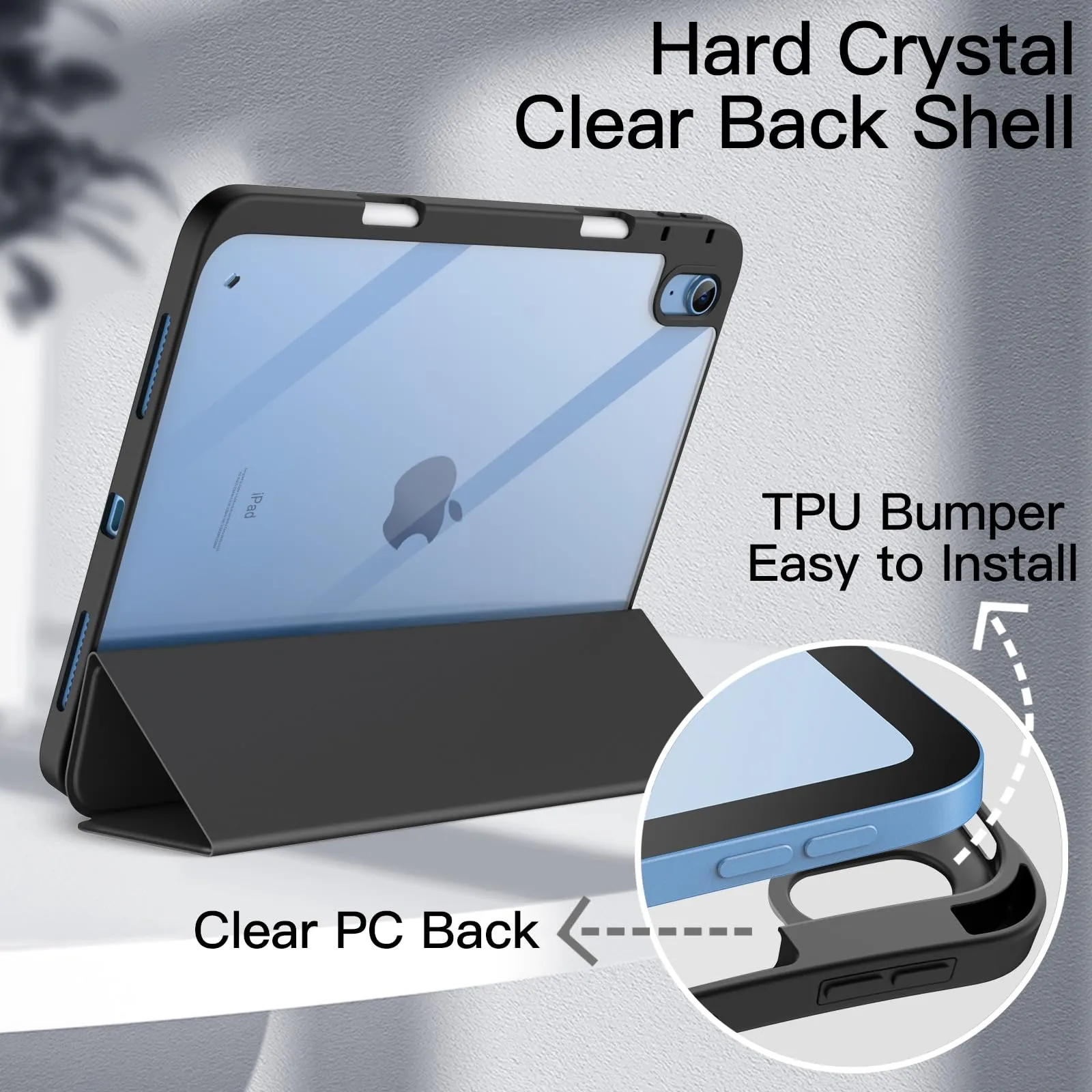 JETech Custodia per iPad 11ª/10ª Gen (A16), Nero - immagine 3