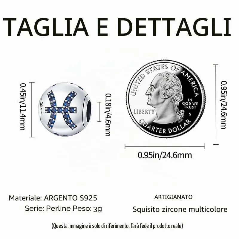 TINSLO Bead Charm in Argento Sterling 925 con Cubic Zirconia, Compatibile con Braccialetti e Collane Pandora Europei - immagine 5