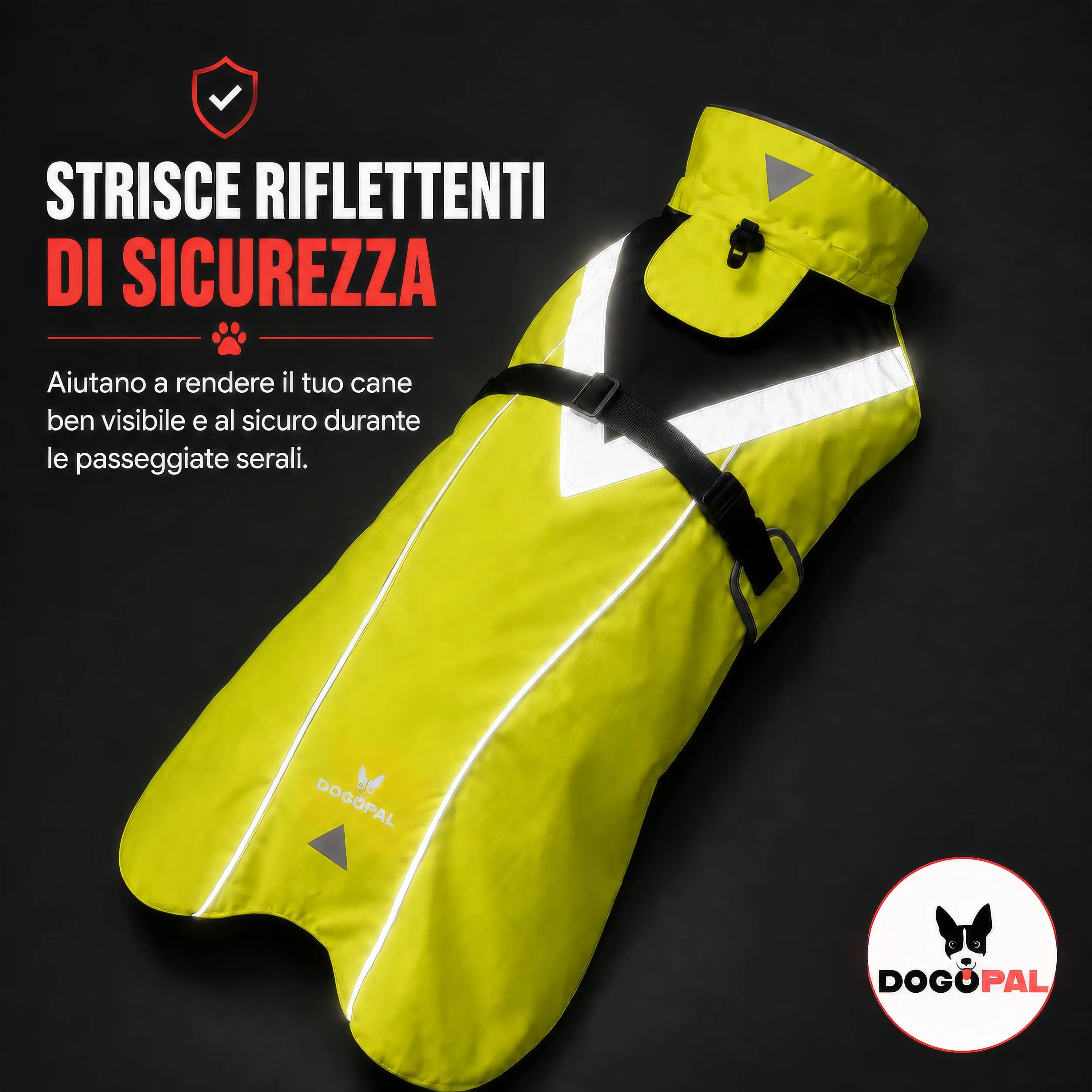 DOGOPAL Impermeabile per cani catarifrangente con apertura per guinzaglio, Giallo, S - immagine 7