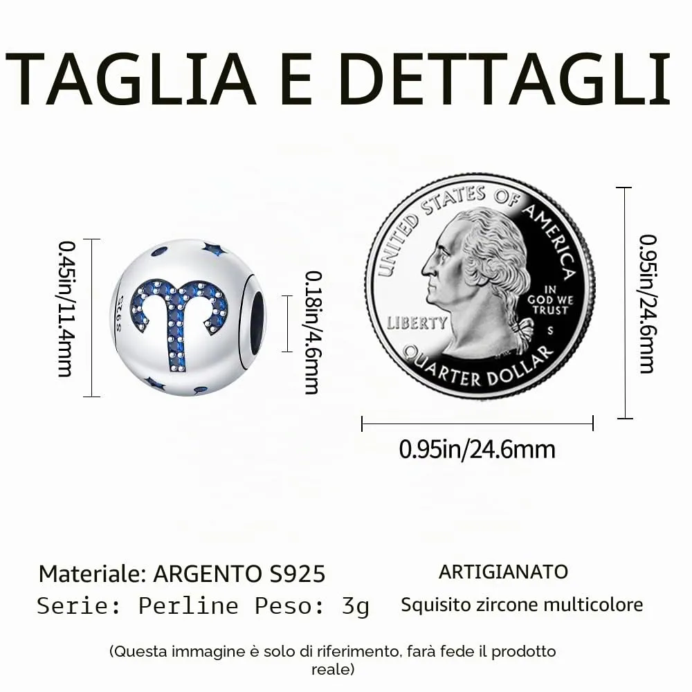 TINSLO Bead Charm in Argento Sterling 925 con Cubic Zirconia per Braccialetti e Collane Europei - immagine 5