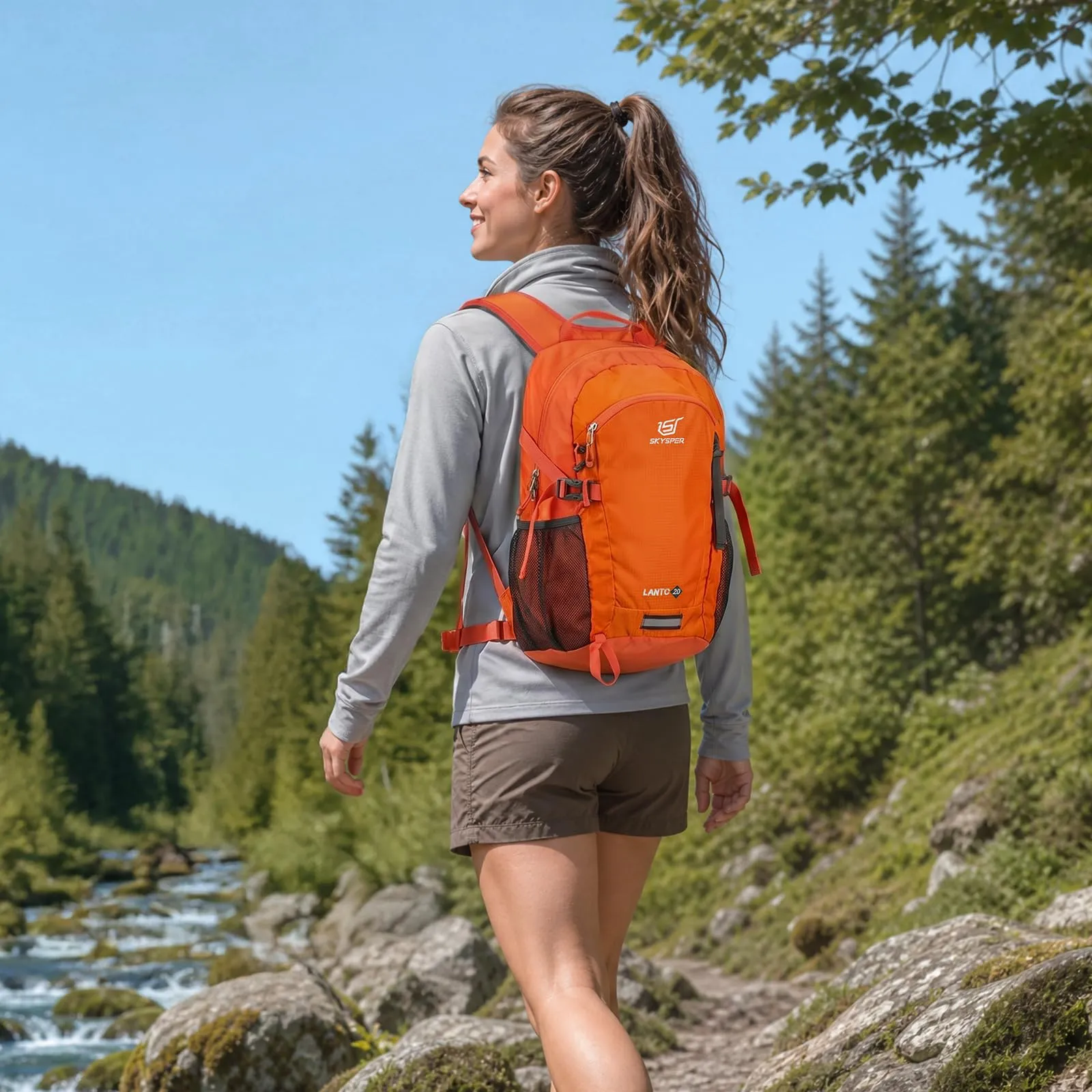 SKYSPER Zaino da Hiking 20L Scozzese Arancio - immagine 2