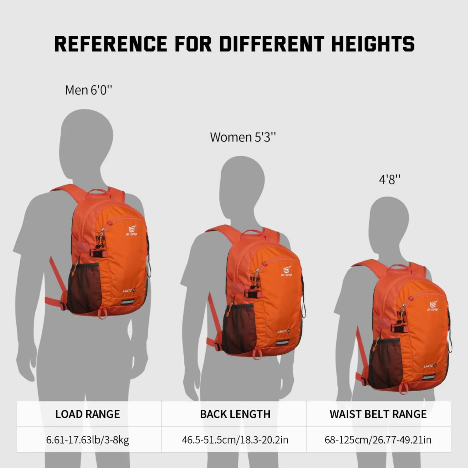 SKYSPER Zaino da Hiking 20L Scozzese Arancio - immagine 8