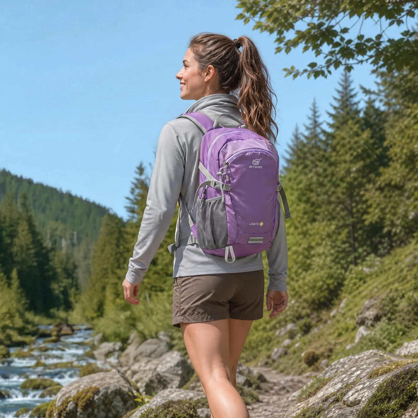 SKYSPER Zaino da Hiking 20L Scozzese Viola - immagine 2