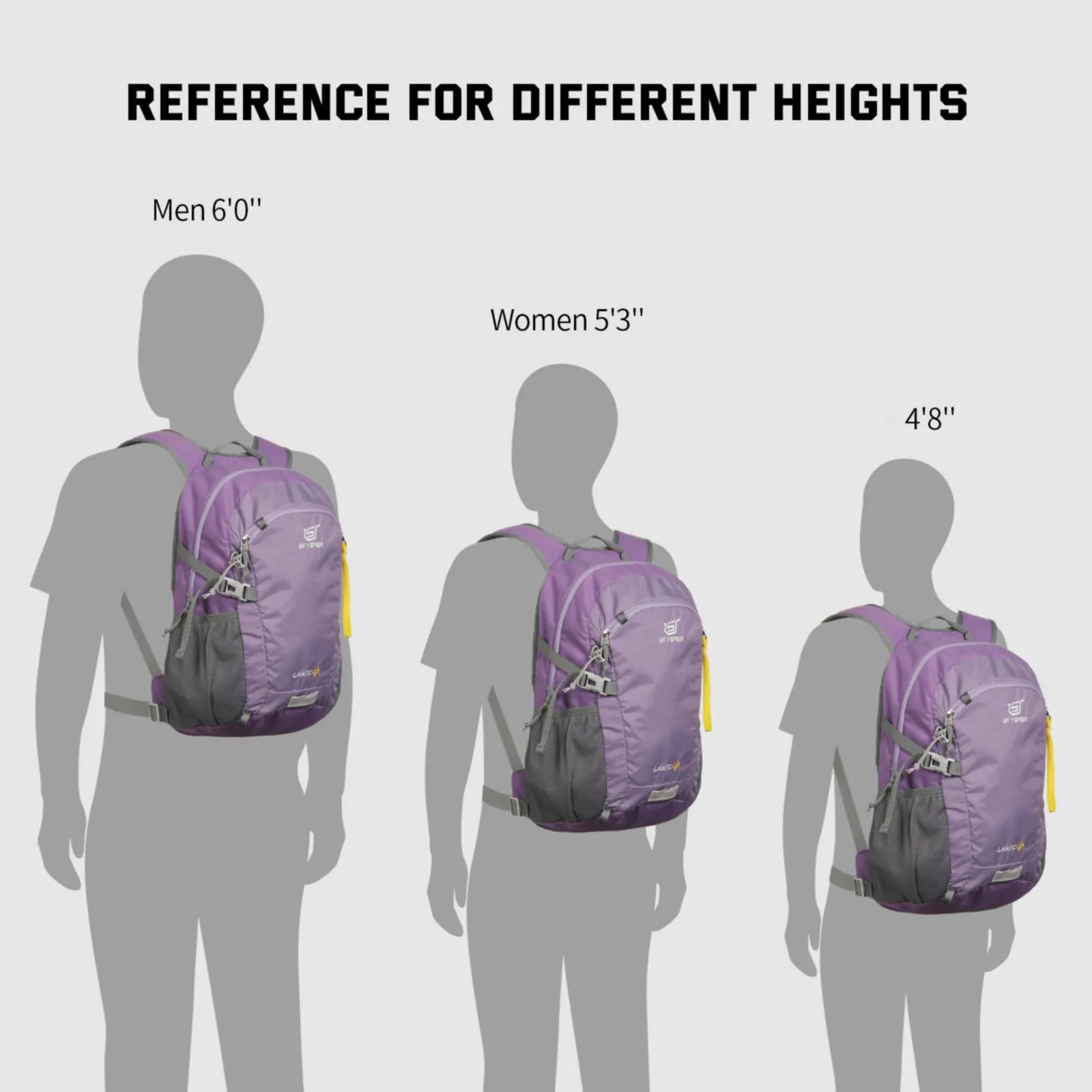 SKYSPER Zaino da Hiking 20L Scozzese Viola - immagine 8