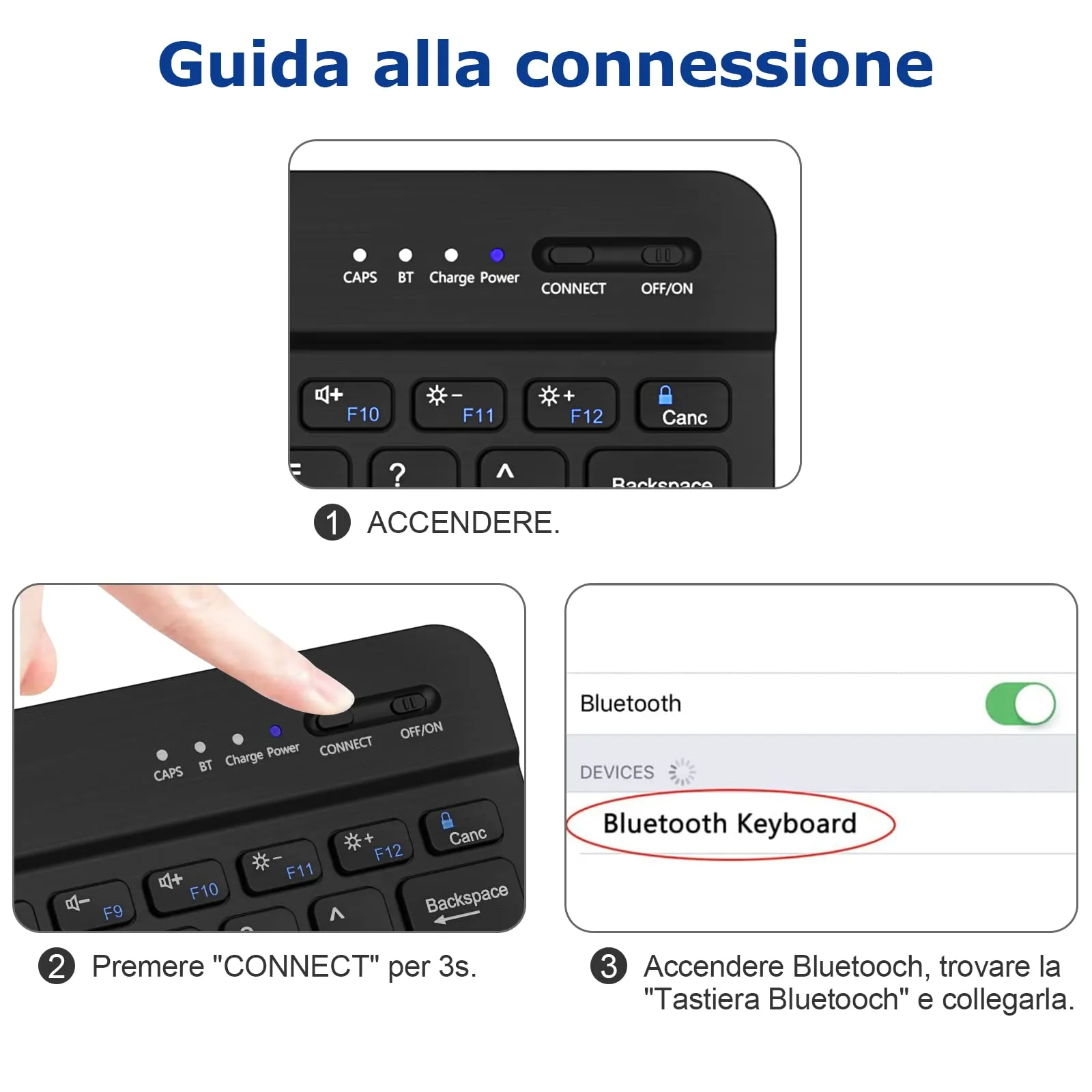 HZD Tastiera Wireless Bluetooth Universale Ultra Sottile Ricaricabile - immagine 4