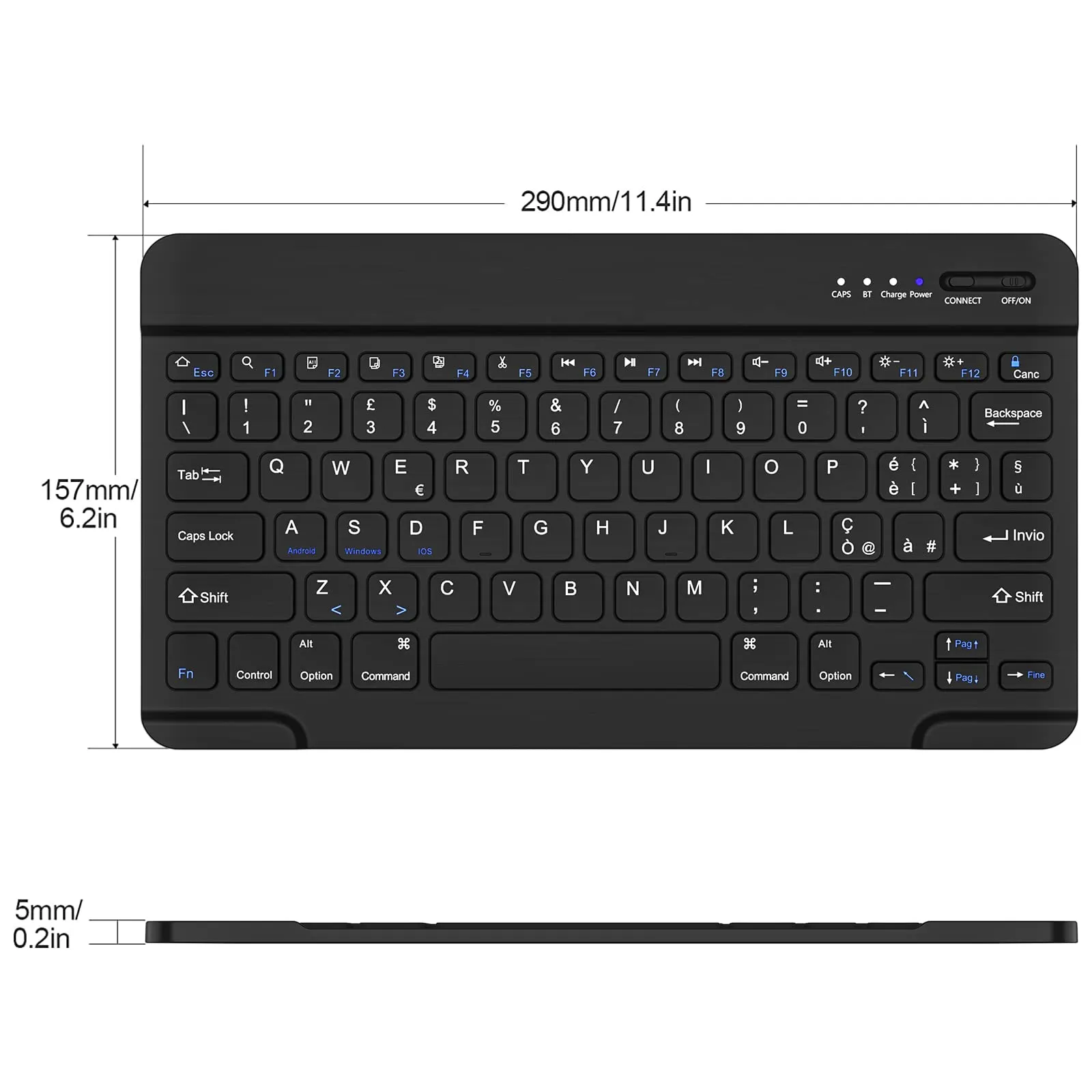 HZD Tastiera Wireless Bluetooth Universale Ultra Sottile Ricaricabile - immagine 7