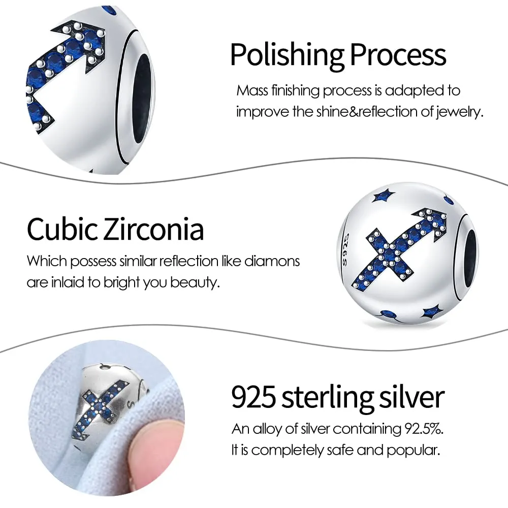 TINSLO Bead Charm in Argento Sterling 925 con Cubic Zirconia per Braccialetti e Collane Europei - immagine 4