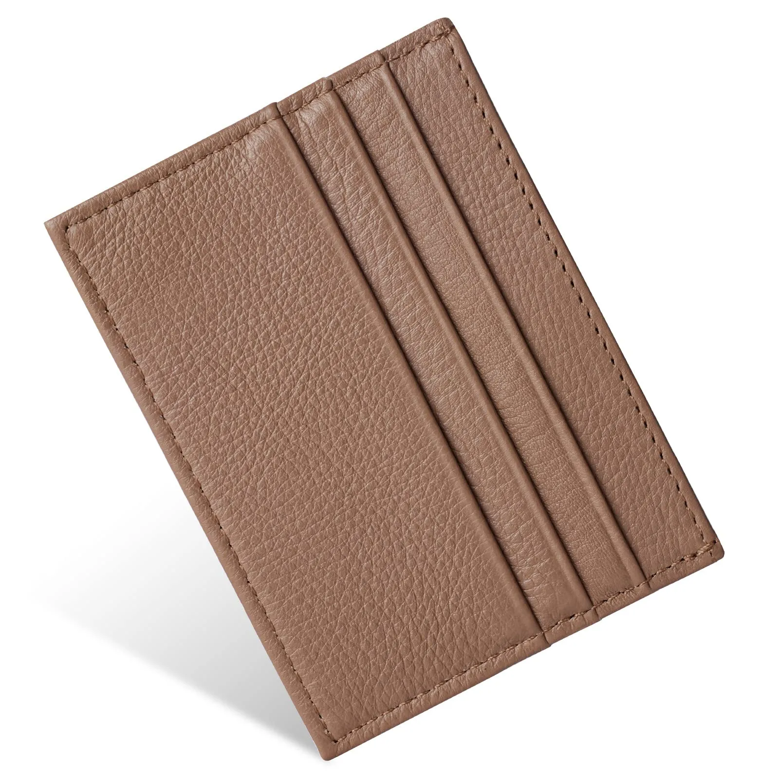 URAQT Portacarte in Pelle Slim con 6 Slot e 1 Tasca, Marrone - immagine 9