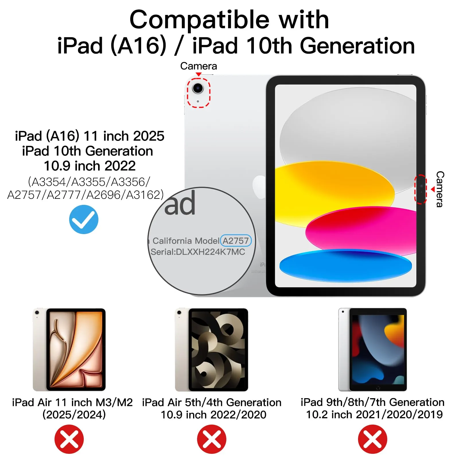 JETech Custodia per iPad 11ª/10ª Gen (A16), Nero - immagine 2