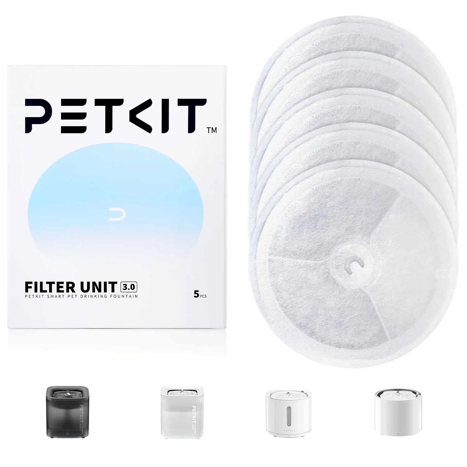 PETKIT Filtri per Fontana per Gatti, 5 Pezzi, per EverSweet 2, EverSweet 3 e Cyberial PureDrink - immagine 1