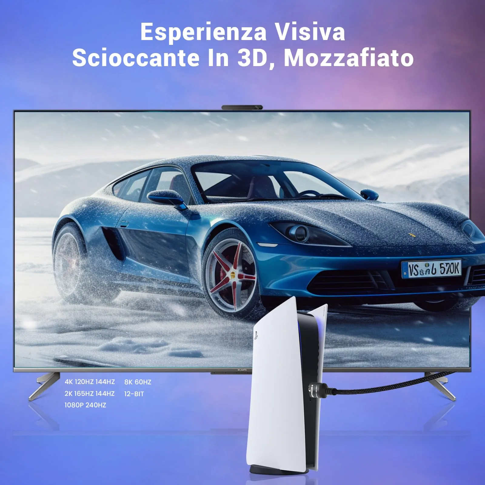 Etseinri Cavo HDMI 2.1 Ultra High Speed 10K 8K 4K 10M Certificato - immagine 3