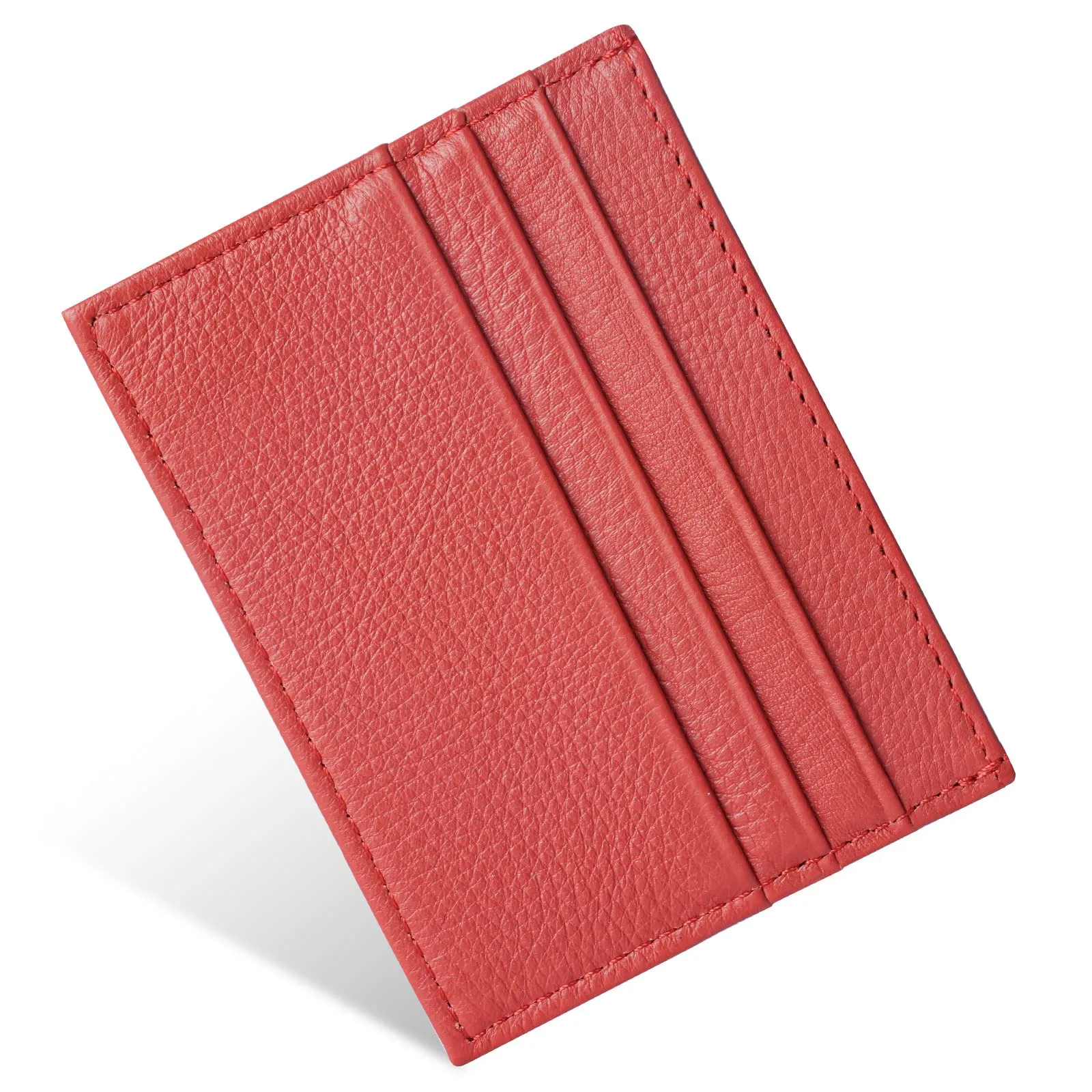 URAQT Portacarte in Pelle Slim con 6 Slot e 1 Tasca (Rosso) - immagine 9
