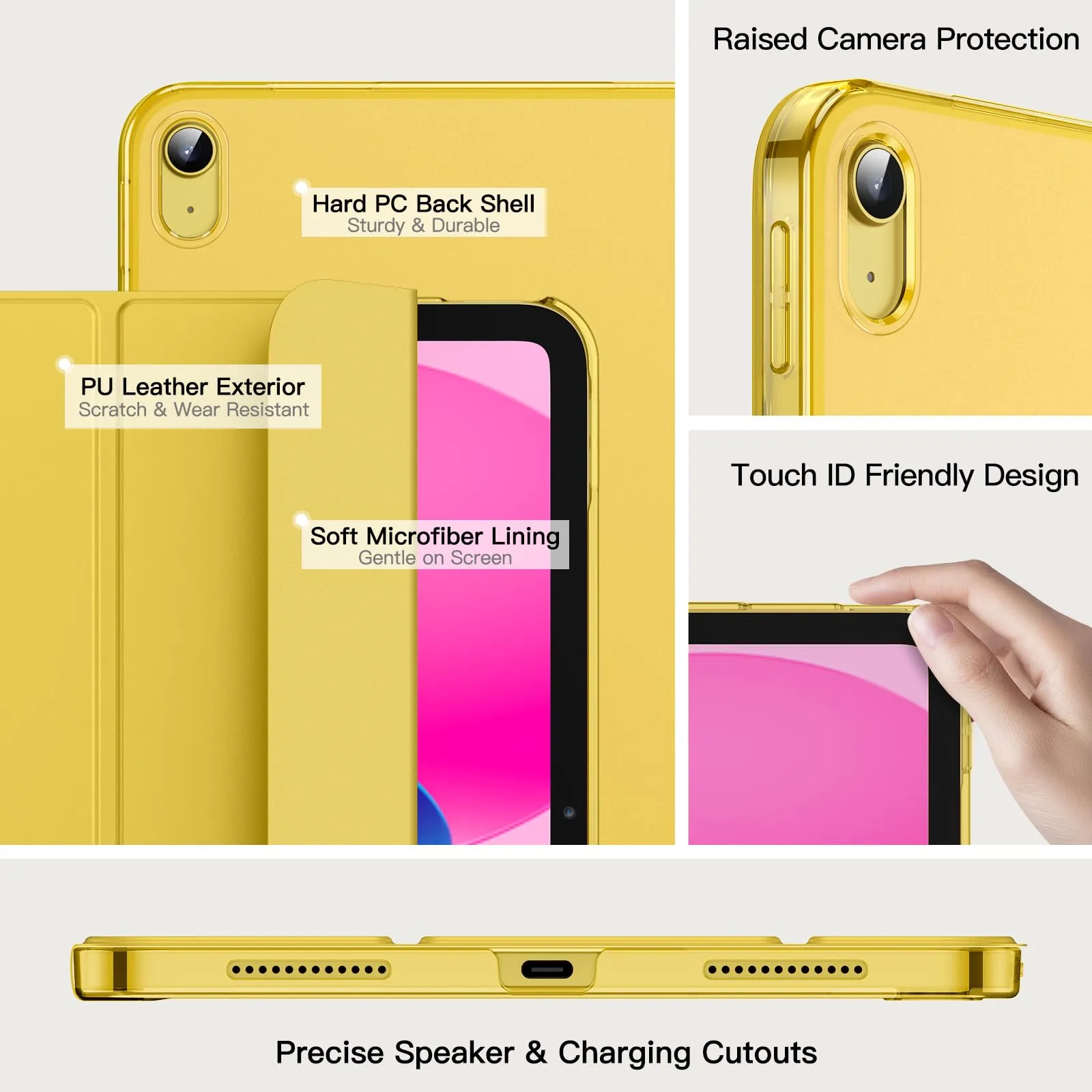 JETech Custodia per iPad 11ª/10ª Gen, Giallo - immagine 3