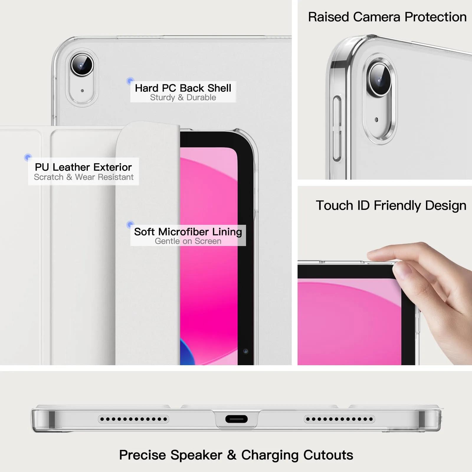 JETech Custodia per iPad 11ª/10ª Gen, Bianco - immagine 3