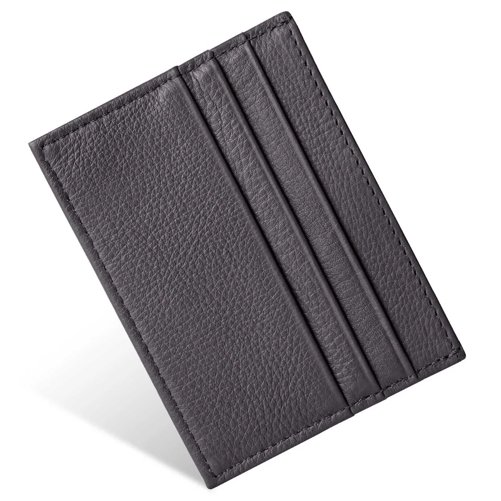 URAQT Portacarte in Pelle Slim con 6 Slot e 1 Tasca, Marrone Scuro - immagine 9