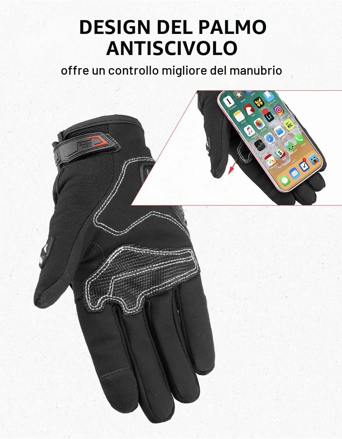 KEMIMOTO Guanti Moto Estivi Touchscreen con Paranocche Rigide per Uomo e Donna - immagine 3
